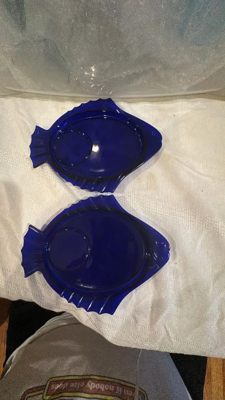 Vintage Cobalt Fish Shaped Appetizer Plates